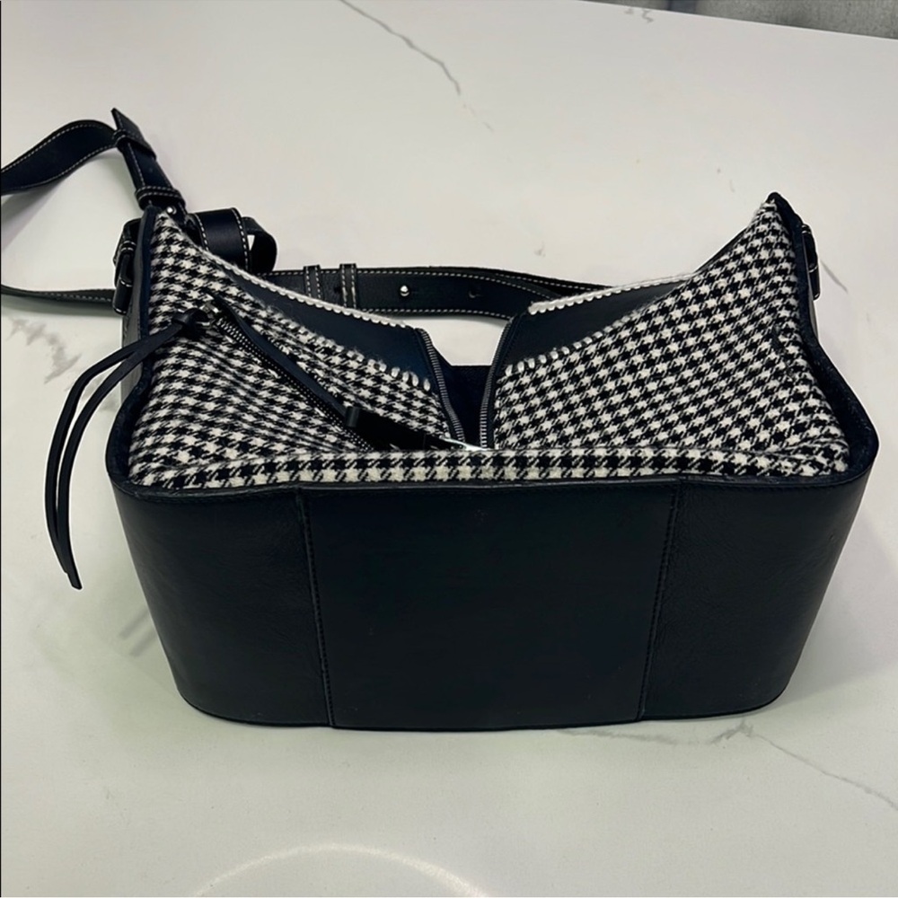 Loewe Hammock Tweed Black/White Small Tote Bag with Classic Checkered Pattern - Picture 8 of 16